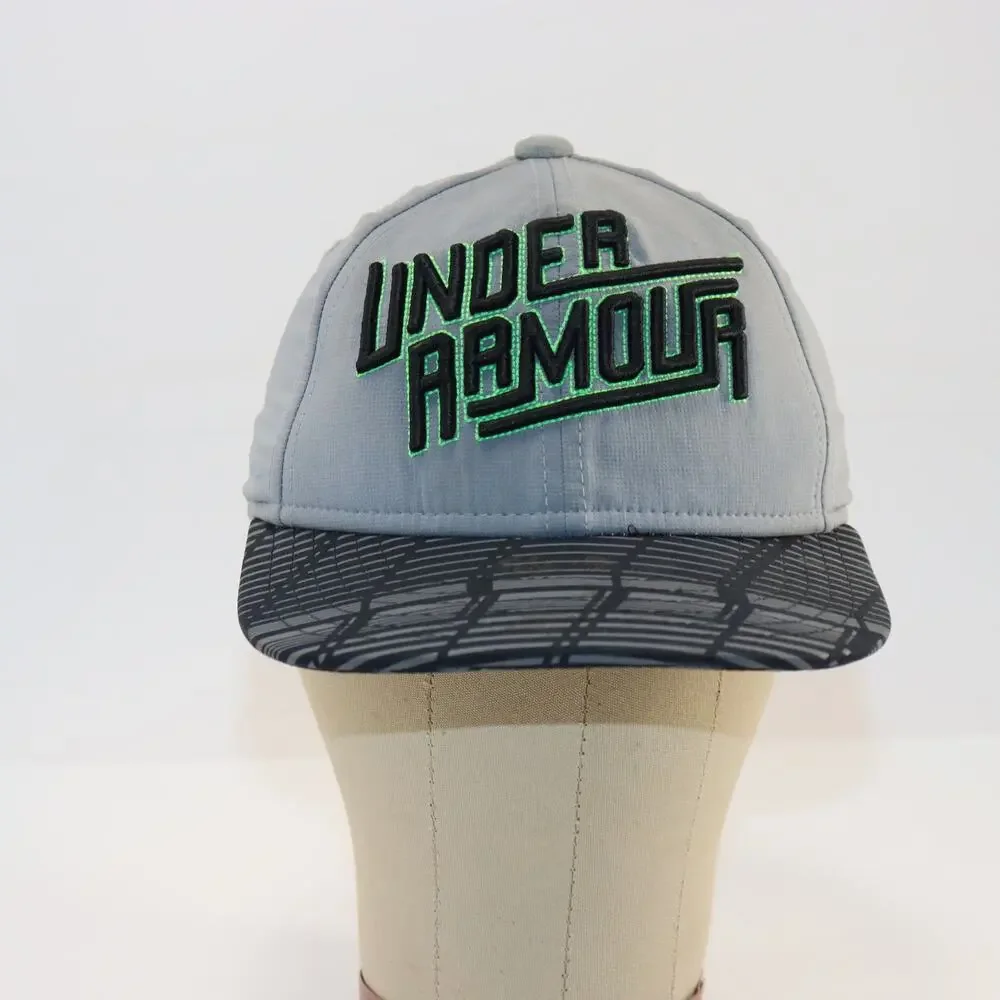Under Armour Youth S/M Gray Cap with Neon Green Logo & Pattern Brim